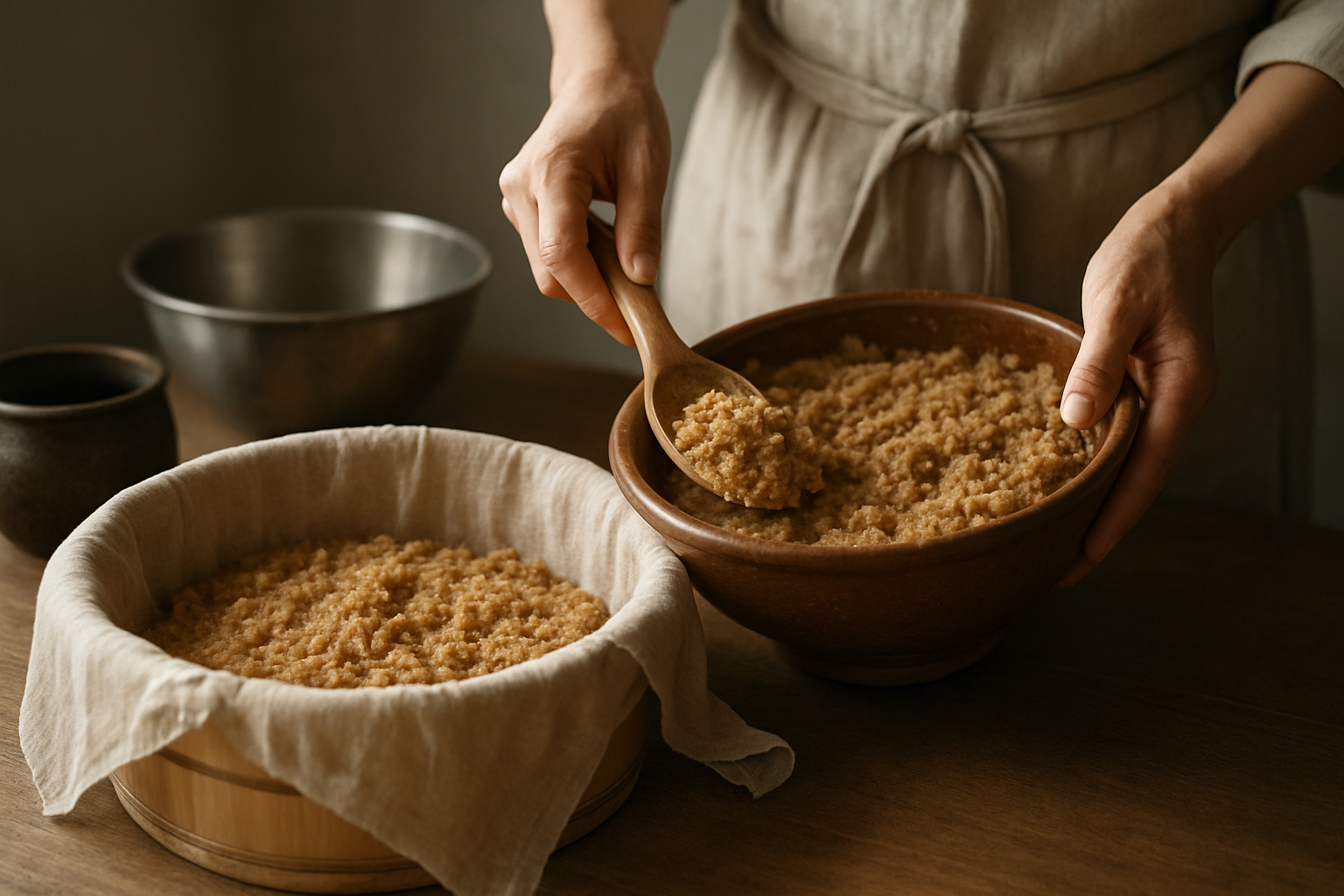 味噌の仕込み作業のイメージ