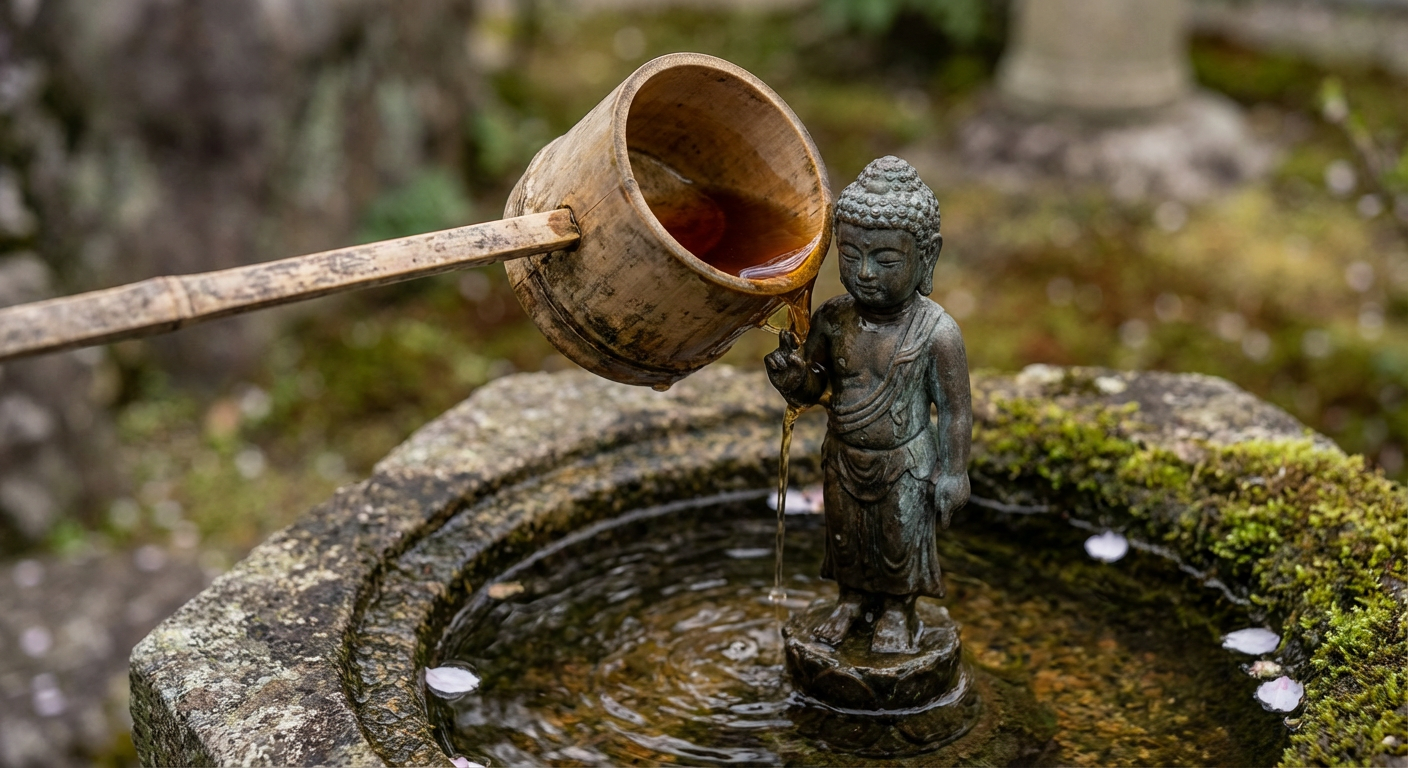 誕生仏に甘茶をかけるひしゃくのイメージ