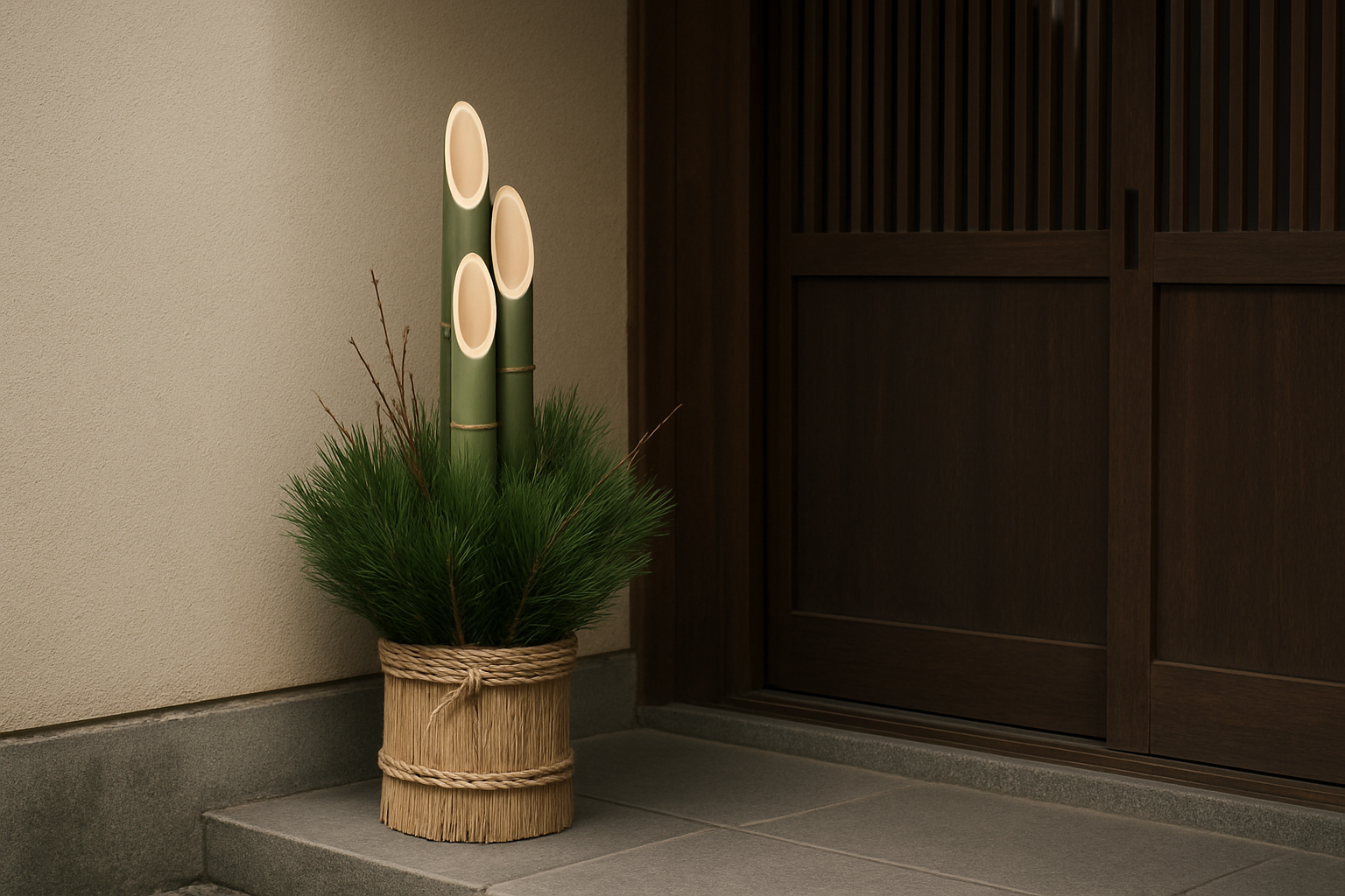 玄関に飾られた門松のイメージ