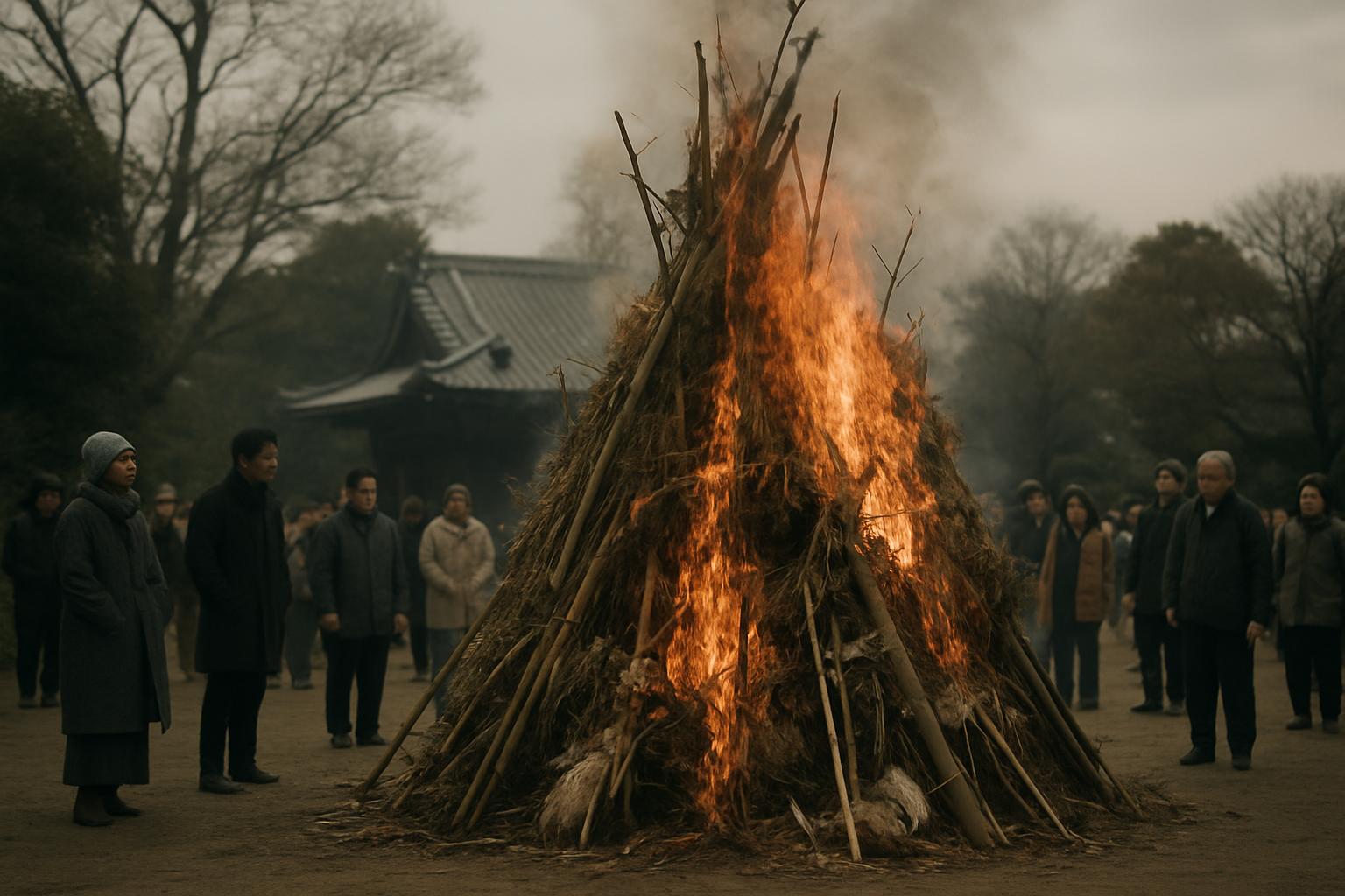 どんど焼き・左義長の様子