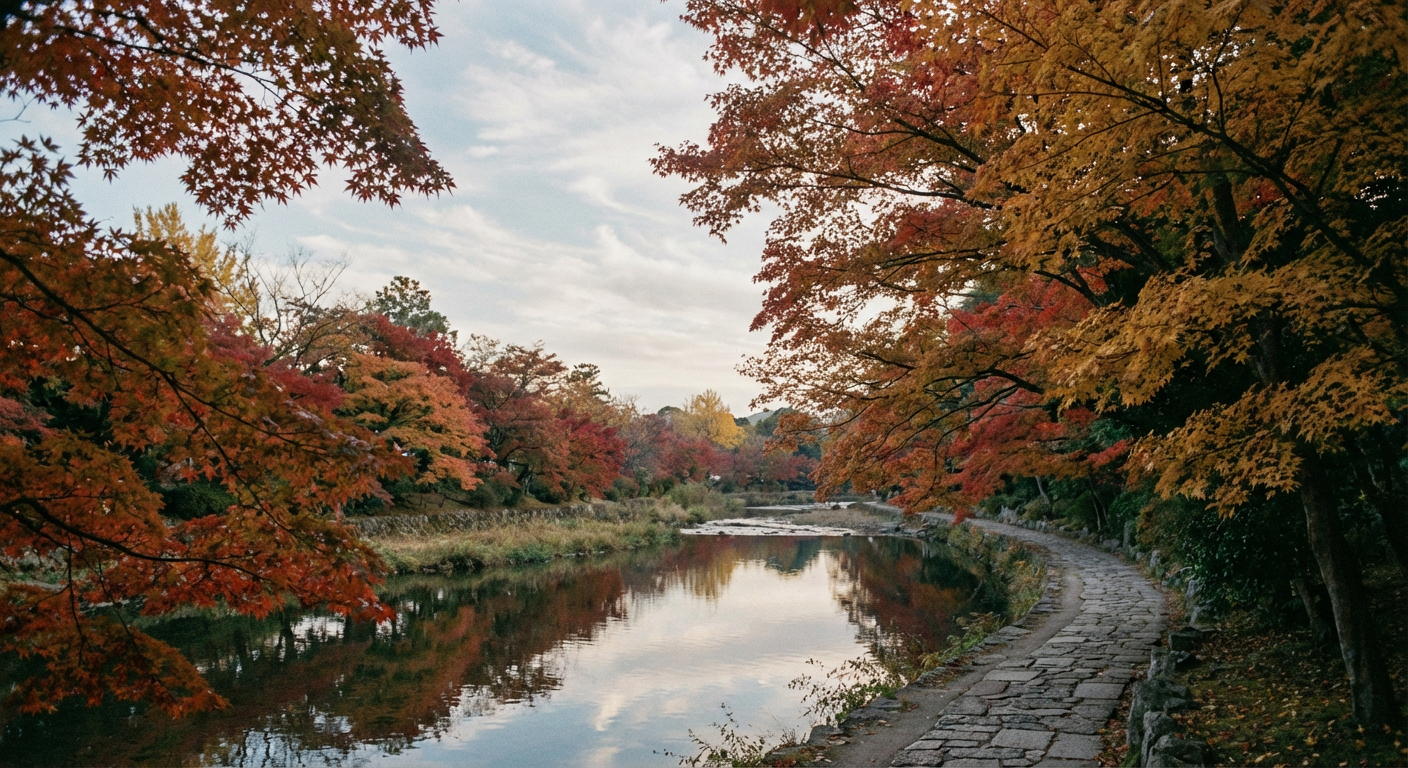 紅葉と秋空のイメージ写真