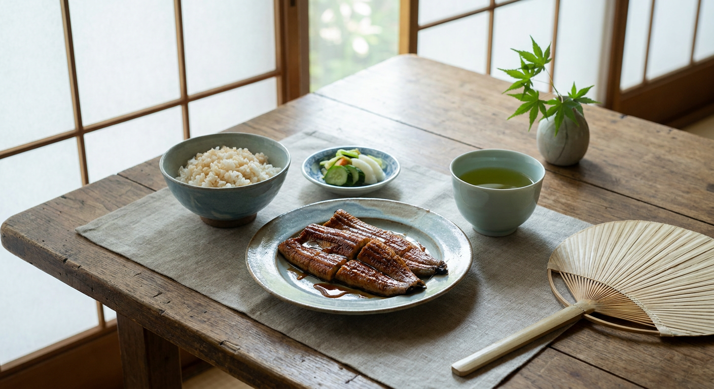 うなぎの蒲焼と夏の食卓のイメージ写真