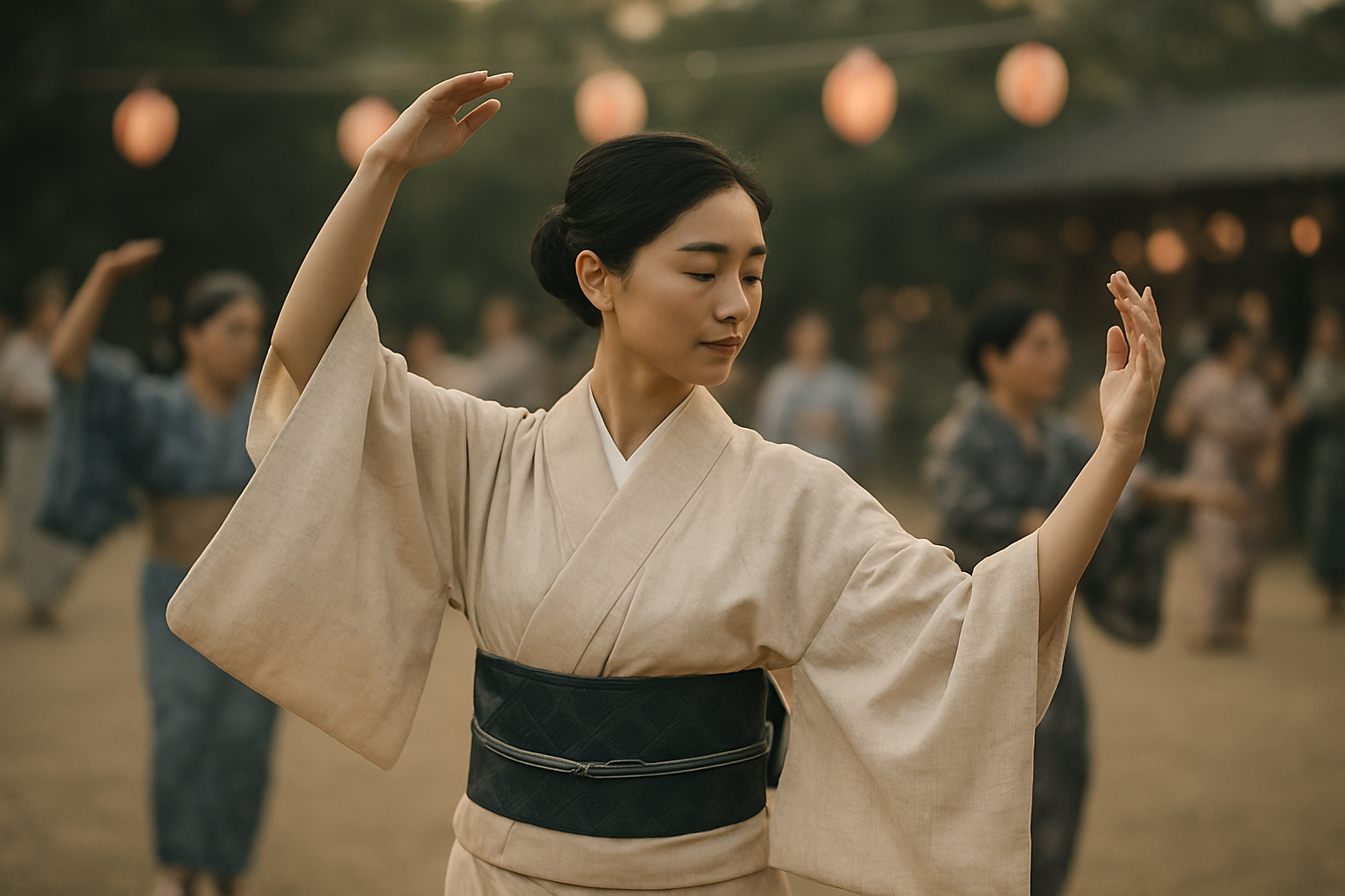 伝統衣装で踊る盆踊りの踊り手