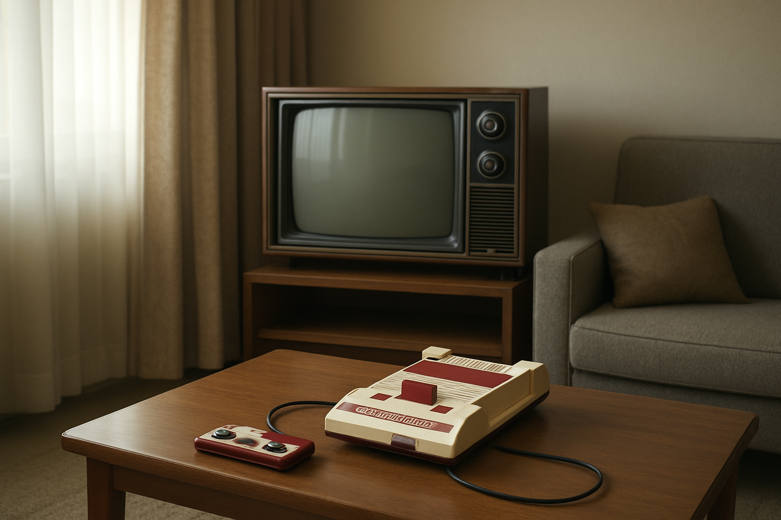 昭和のレトロなゲーム機と当時の茶の間のイメージ写真