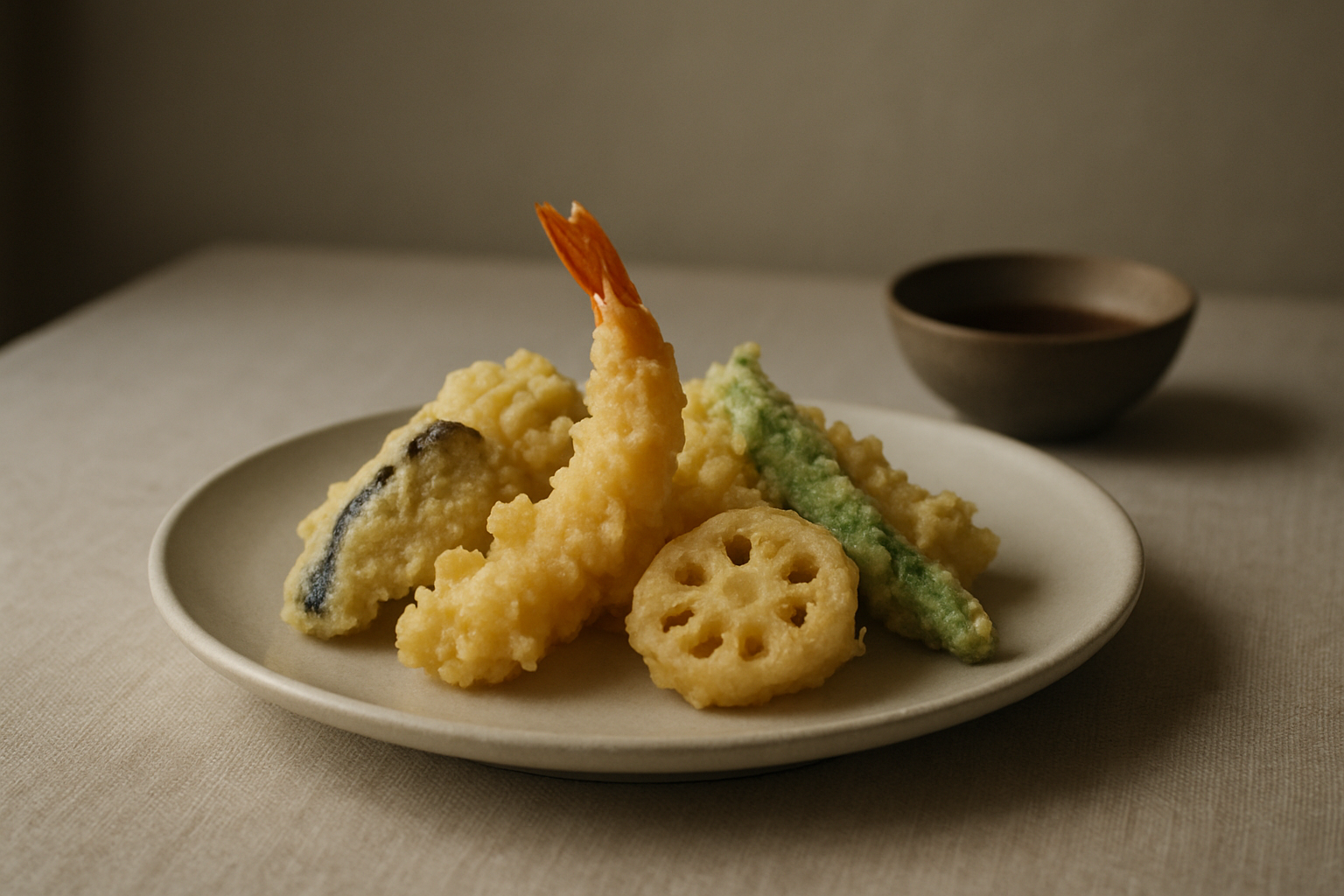 揚げたての天ぷらの盛り合わせ(上品で落ち着いた雰囲気)